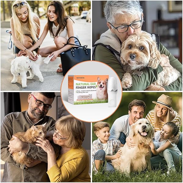 MOTAWEEK DOG EAR WIPES FINGER – PORTABLE AND CONVENIENT 50-PACK FOR GENTLE CLEANING & INFECTION TREATMENT OF DOGS’ & CATS’ EARS, EYES, AND PETS, FRESH AND COMFORTABLE EXPERIENCE