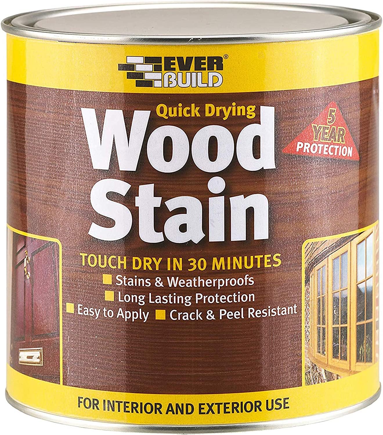 Everbuild Satin Wood Stain – Indoor And Outdoor Use – Weatherproof – UV-Resistant – Quick Drying – Solvent Free – Mahogany – 2.5L