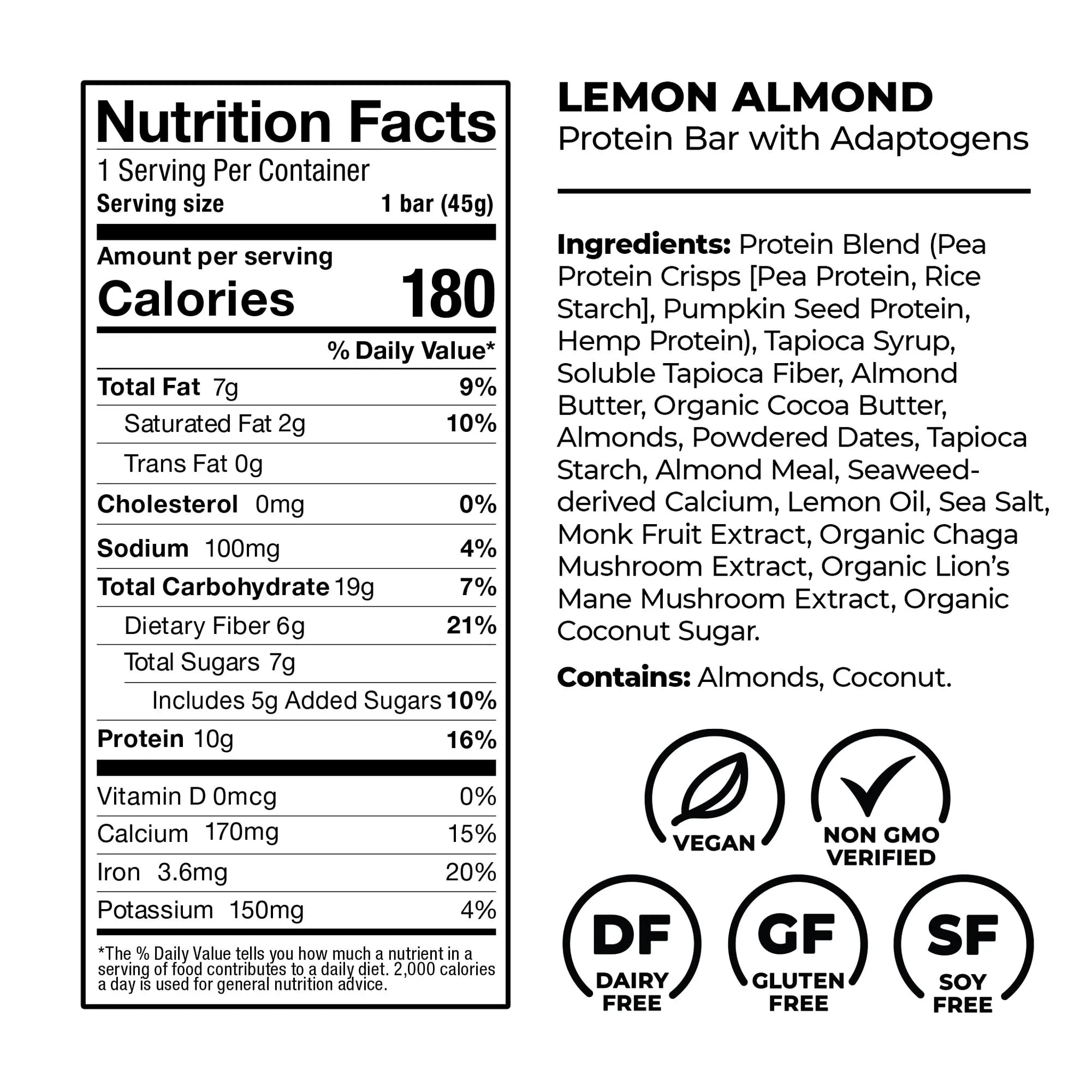 Laird Superfood Functional Protein Bars – Protein Bar but Better with Real Ingredients, Functional Mushrooms 10g Plant-Based Protein, 6g Fiber - Non-GMO - 5 Flavor Variety Pack, 10 Count (Pack of 1)