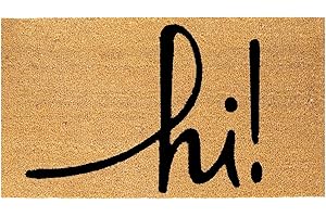 THEODORE MAGNUS Natural Coir Doormat with Non-Slip Backing - 17 x 30 - Outdoor/Indoor - Welcome Mats - Natural - hi! - COIR-1730-15-161