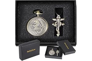 TIONG Nostalgia Movie Theme Design Alloy Quartz Pocket Watch with Necklace Chain