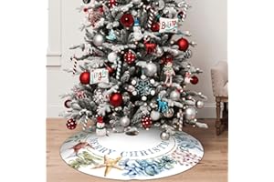 WOODLAND WREATH 48" Christmas Tree Skirt, Tropical Coastal Beach Theme Xmas Tree Skirt for Christmas Decorations Skirt Xmas Holiday New Year Party Tree Mat Decor Indoor Outdoor