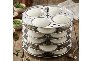 Extra Large Stainless Steel Idli Stand (6 Tiers, 24 Cavities) - Heavy Duty Idly Maker Rack for 5L+ Cookers | Perfect for Larg