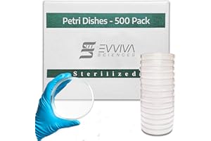 ES EVVIVA SCIENCES Evviva Sciences Petri Dish 500 Pack – 500 Petri Dishes – 100 X 15mm – Premium Performance – 3 Vents to Reduce Condensation – for Lab Research, Education, & More - W/5 Evviva Transfer Pipettes