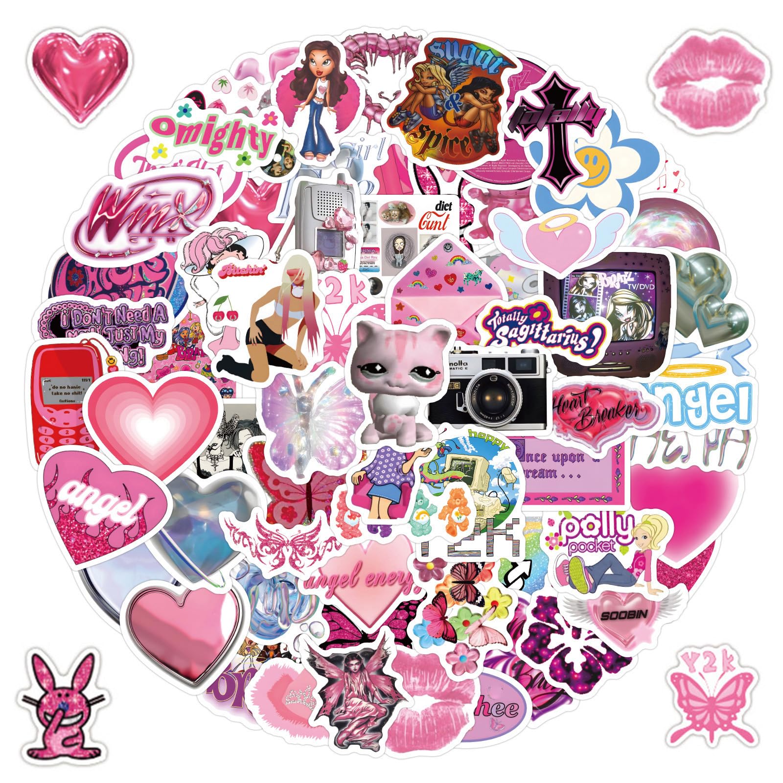 Photo 1 of 120pcs Y2k Retro Aesthetic Stickers for Water Bottle, Cute 2000s Cyber Trend Vinyl Waterproof Decal for Girl Teen Adult Birthday Gifts Laptop Phone Skateboard Guitar Luggage Notebook Helmet