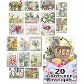 Leanin' Tree Floral Greeting Variety Birthday Cards, Garden Watercolor | The Art of Judy Buswell, All Occasion Set of 20, Includes Cards for All Occasions, Birthday Card Messages, Set of 20 Includes