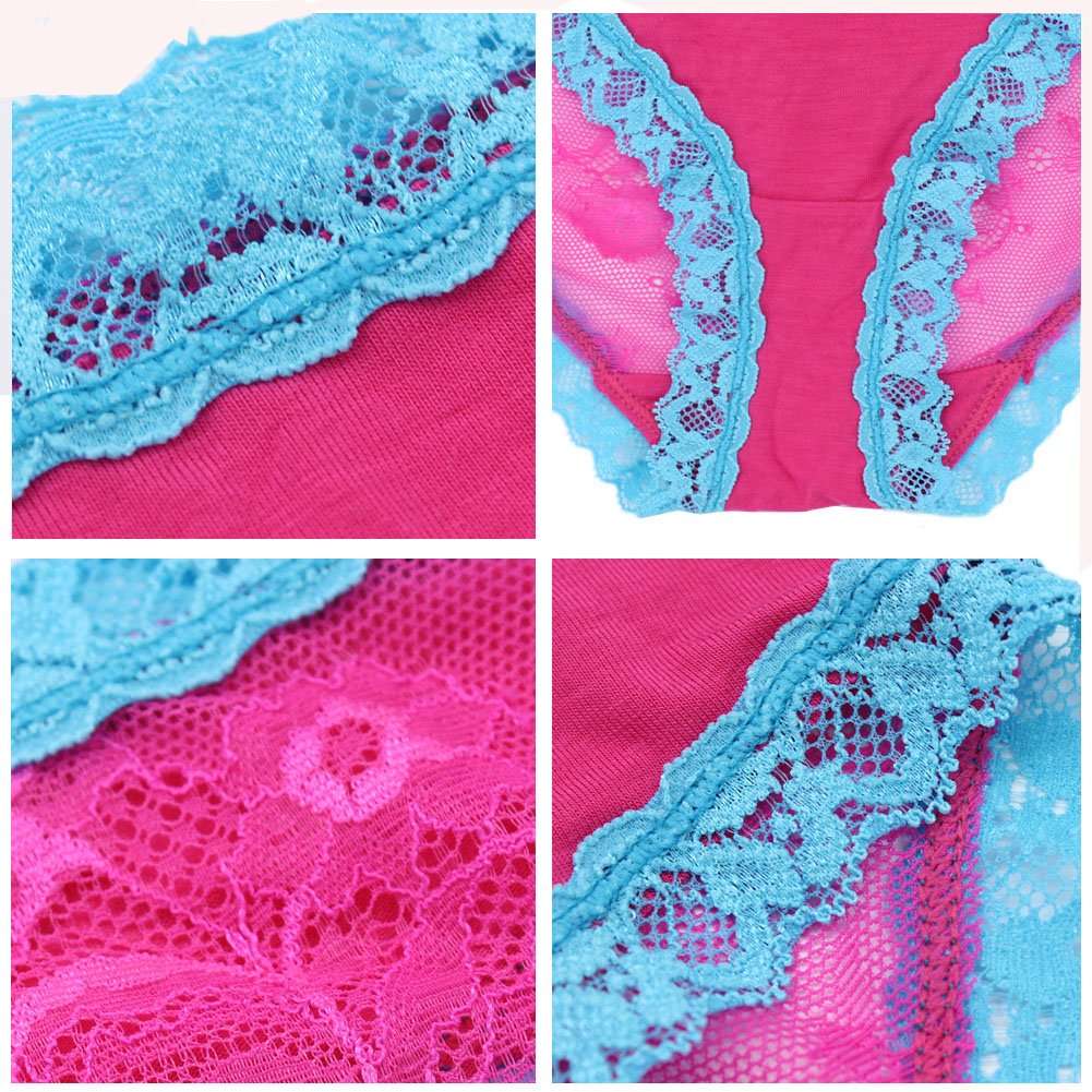 LOVEYOUSEXY Women Underwear Lace Soft Cotton Panties Lingerie Hipster Underwear 5 Pack Colors(XL)