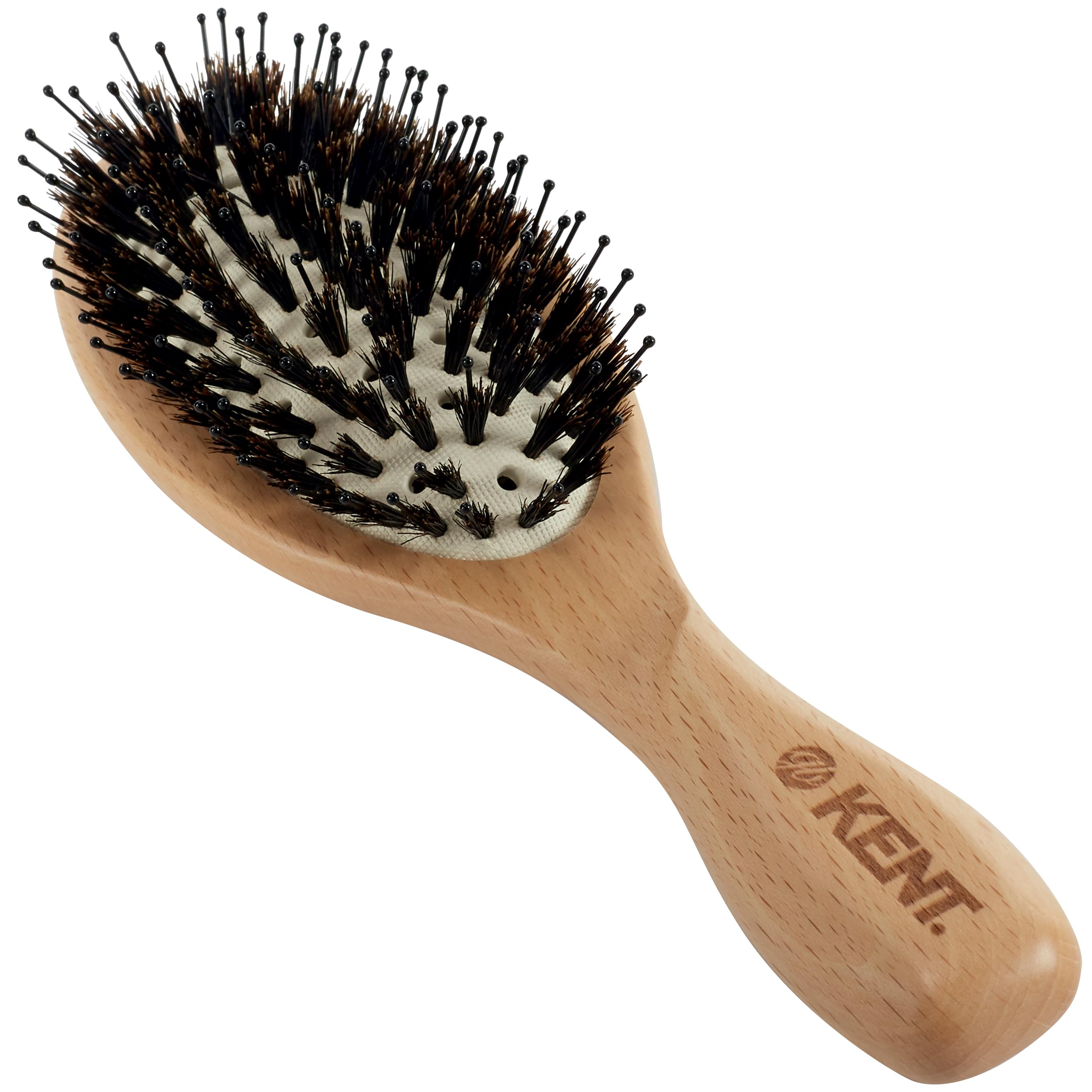 Kent Brushes Pure Flow, Oval Cushion LPF1 Vented Hair Brush, Bristle Nylon Mix Hairbrush, Suitable For Medium To Thick Hair, Perfect For Smoothing, Natural Wood Eco-Friendly Hairbrush