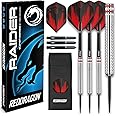 RED DRAGON Raider Series: 23 Gram Steel Tip Tungsten Darts Set - Professional Darts with Shafts (Stems), Flights and Checkout Card - Choice of Colour Available