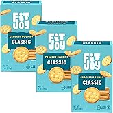 FitJoy Gluten Free Round Crackers, Classic Salt Flavor, 7oz, Pack of 3 | Grain Free Cracker Rounds, Non-GMO Vegan Snacks, Dairy Free, Nut Free &ndash; Chickpea &amp; Cassava Flour
