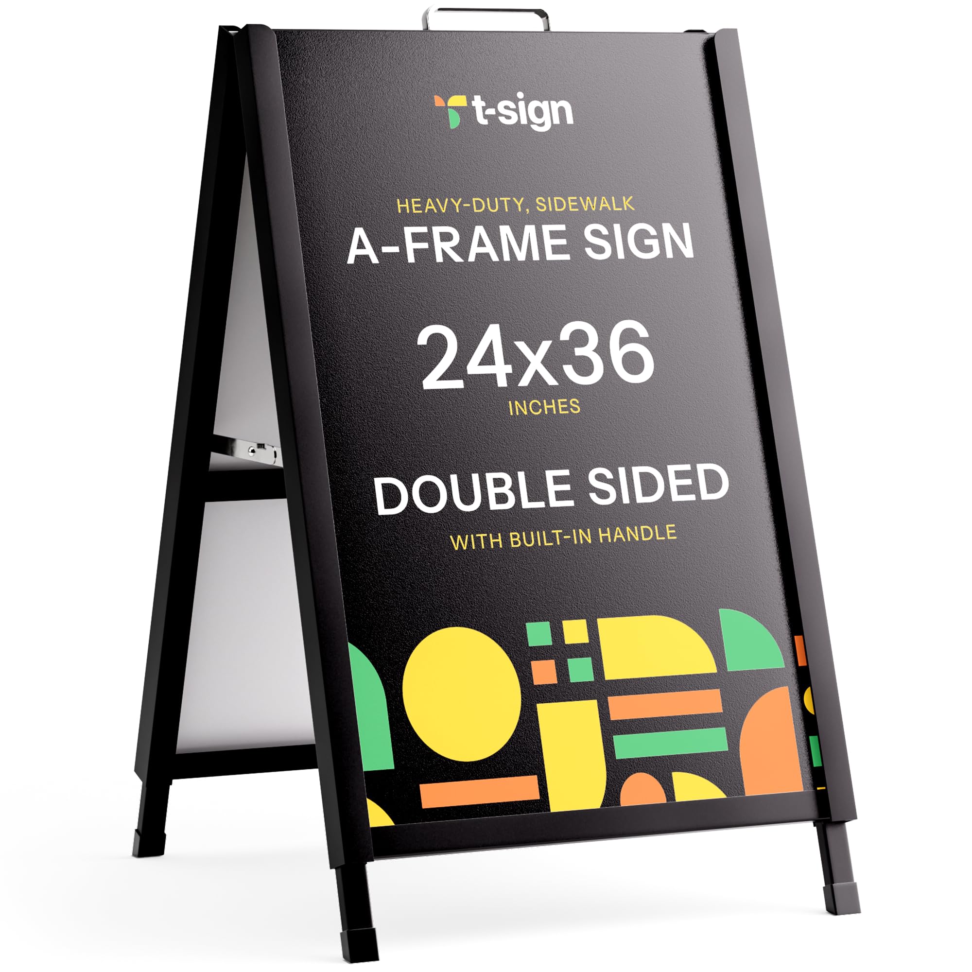 T-SIGN A-Frame Sign for Outdoors, Sidewalk Menu Board 24 X 36 Inch Folding Slide-in Board - Heavy Duty Portable Sandwich Board, Metal Double Sided 2 Corrugated Plastic Poster Boards for Restaurants Image T-SIGN A-Frame Sign for Outdoors, Sidewalk Menu Board 24 X 36 Inch Folding Slide-in Board - Heavy Duty Portable Sandwich Board, Metal Double Sided 2 Corrugated Plastic Poster Boards for Restaurants Image