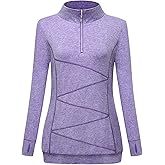 MOQIVGI Quarter Zip Casual Pullover Sweatshirts Long Sleeve Side Pockets Workout Tops with Thumb Holes