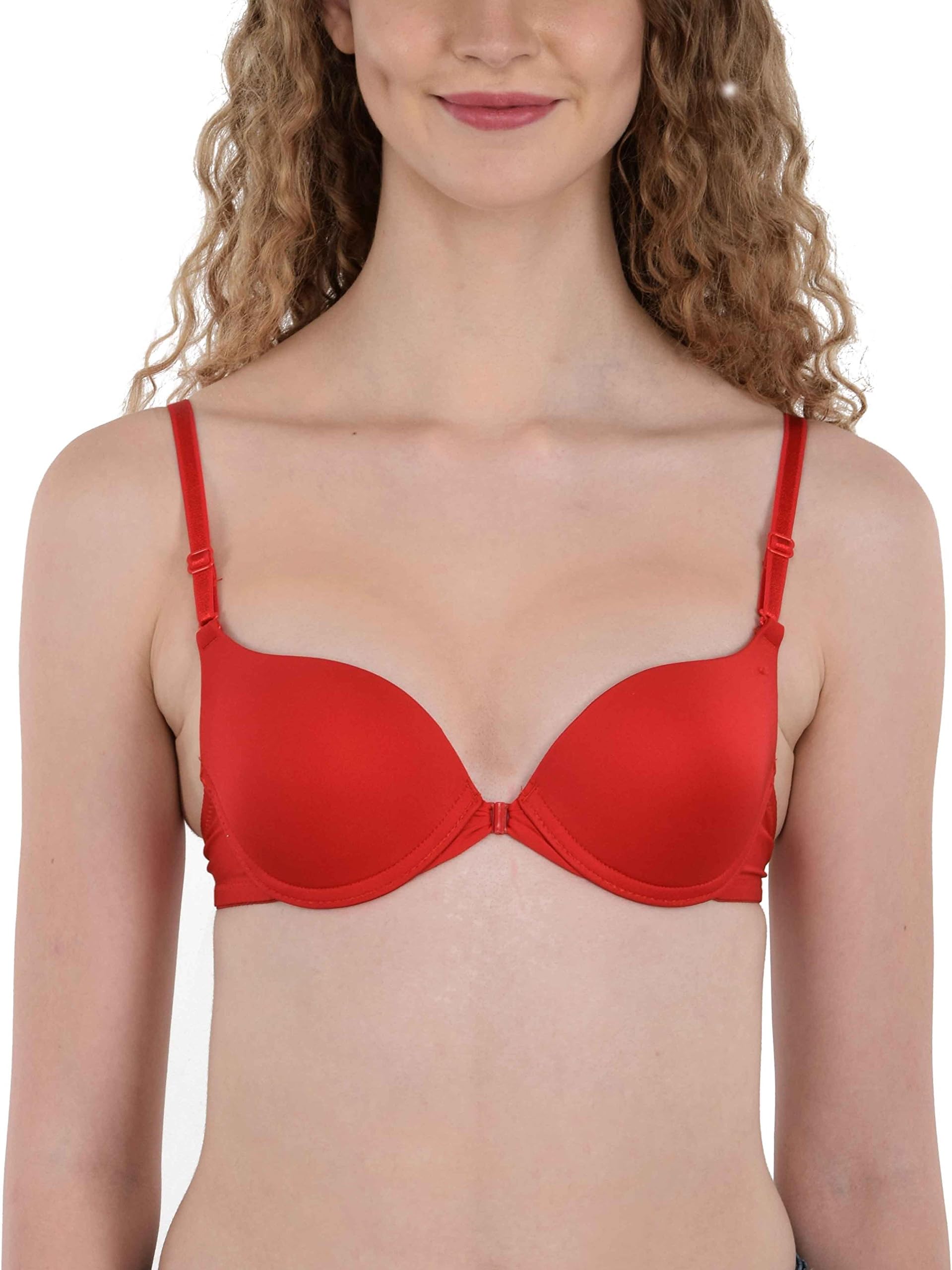 Women's Cotton Padded Push-Up Bra (Red_Free Size)