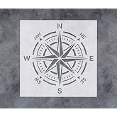 GSS Designs Compass Stencil Large 12x12 Inch Wall Stencil - Reusable Compass Rose Stencil for Painting on Wood Walls Concrete Floor - Mylar Stencil for Walls (SL-116)