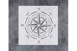 G GSS DESIGNS GSS Designs Compass Stencil Large 12x12 Inch Wall Stencil - Reusable Compass Rose Stencil for Painting on Wood Walls Concrete Floor - Mylar Stencil for Walls (SL-116)