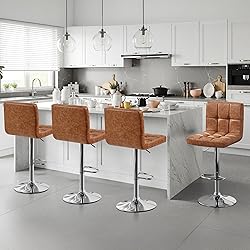 Yaheetech Bar Stools Set of 4, PU Leather Swivel