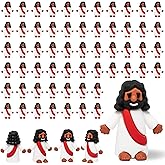 Mini Jesus Figures 50 Pcs-Tiny Jesus Bulk-Little Christ Figurines for Easter Egg Stuffers, Religious Party Favors and Gifts, Sunday School, Classroom Crafts, Baptism, Confirmation (Brown Jesus)