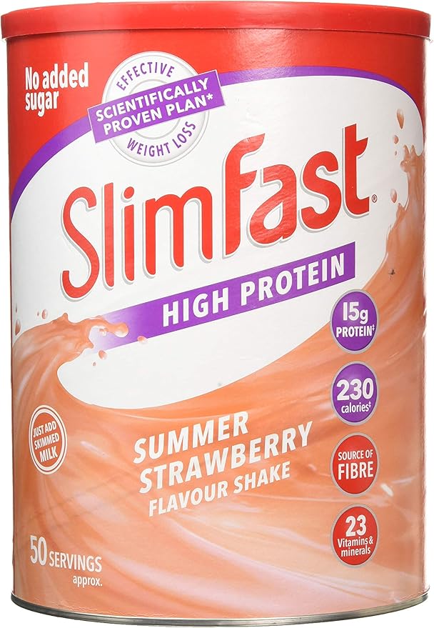 SlimFast Meal Shake, Strawberry Flavour, New Recipe, 50 Servings, Lose Weight and Keep It Off
