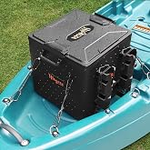 HLOGREE FlexCrate Kayak Fishing Crate with 4 Rod Holders, 13''x13''x13'' | Kayak Crate, Tackle Storage Box &amp; Gear Organizer, Boat Fishing Box, Kayaks Accessory, Lockable Lid, DIY &amp; Lightweight