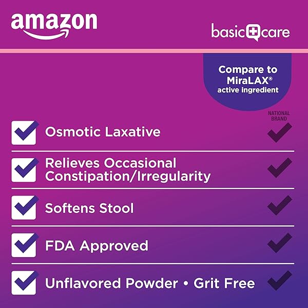 AMAZON BASIC CARE CLEARLAX, POLYETHYLENE GLYCOL 3350 POWDER FOR SOLUTION, OSMOTIC LAXATIVE, UNFLAVORED, 8.3 OUNCE (PACK OF 1)
