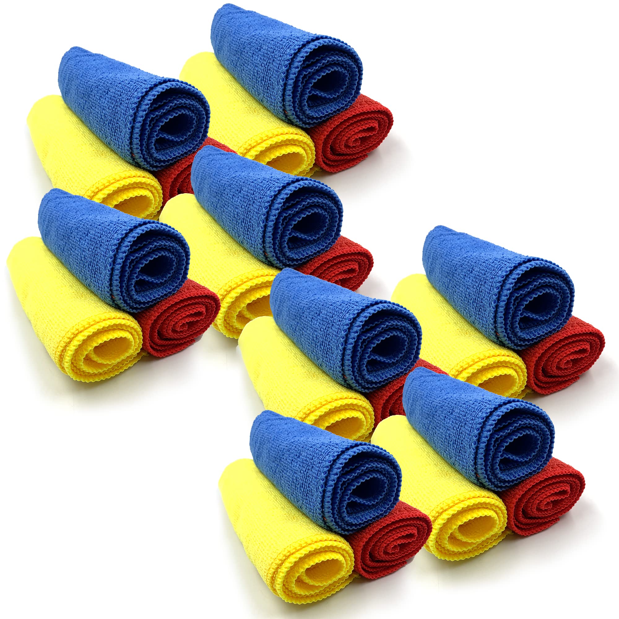 Multipurpose Microfibre Cleaning Cloth | 40cm x 40cm Super Soft, Washable and Lint Free Microfibre Cleaning Cloths for Wiping Your Kitchen, Bathroom, Windows, and Cars (24 Microfibre Cloth)