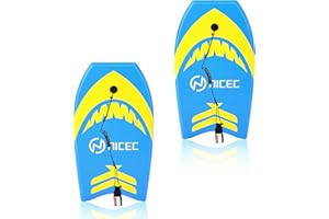 Nice C Body Board, Bodyboard, Surf Board Kids with Adjustable Fin Tether and Leash, Lightweight with EPS Core for Paddling, S