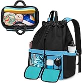 Fasrom Mesh Swim Backpack, 30L Swim Gear Bag with Wet/Dry Compartment and Waterproof Bag for Swimming, Gym, Water Sports, Athlete Training