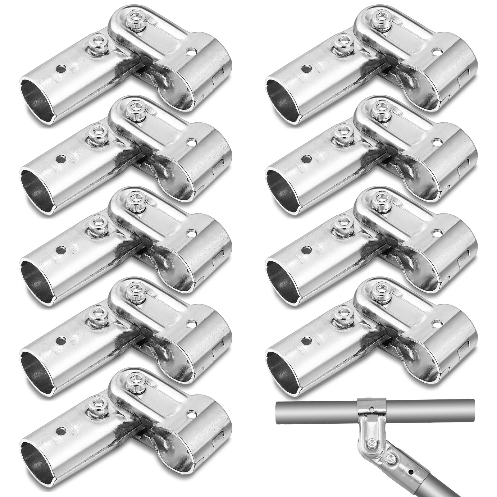 Photo 1 of Gisafai 10 Pcs Tee Pipe Fittings Fits 3/4'' Metal Pipe 2 Way Chain Link Fence T Clamp Pipe Clamp Tools Fits 3/4'' Tubing Thickness 2mm, Galvanized Cold Rolled Steel