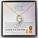 Fa Gifts To My Daughter Necklace from Dad – Meaningful Jewelry Gift with Message Card & Box | Birthday, Graduation, Christmas, or Valentine’s Day Gift for Daughter from Father