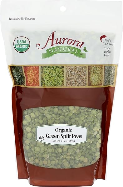 AURORA PRODUCTS ORGANIC SPLIT GREEN PEAS, 24 OZ