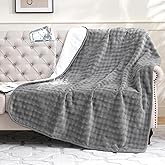 Yaning Waterproof Blanket for Bed Couch Sofa Car, Soft Leakproof Dog Blanket with 3D Bubble Pattern, Reversible Water Proof Pet Blankets for Dogs Cats Puppies (50"x60", Grey)