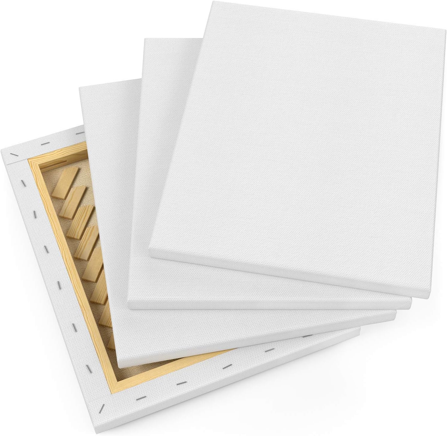 Arteza 11x14” Premium Stretched Canvas, Bulk Pack of 8, Primed, 100% Cotton for Painting, Acrylic Pouring, Oil Paint & Wet Art Media, Canvases for Artist, Hobby Painters & Beginner
