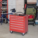 DURHAND 7-Drawer Rolling Tool Chest on Wheels Red Lockable with Side Handle view 2