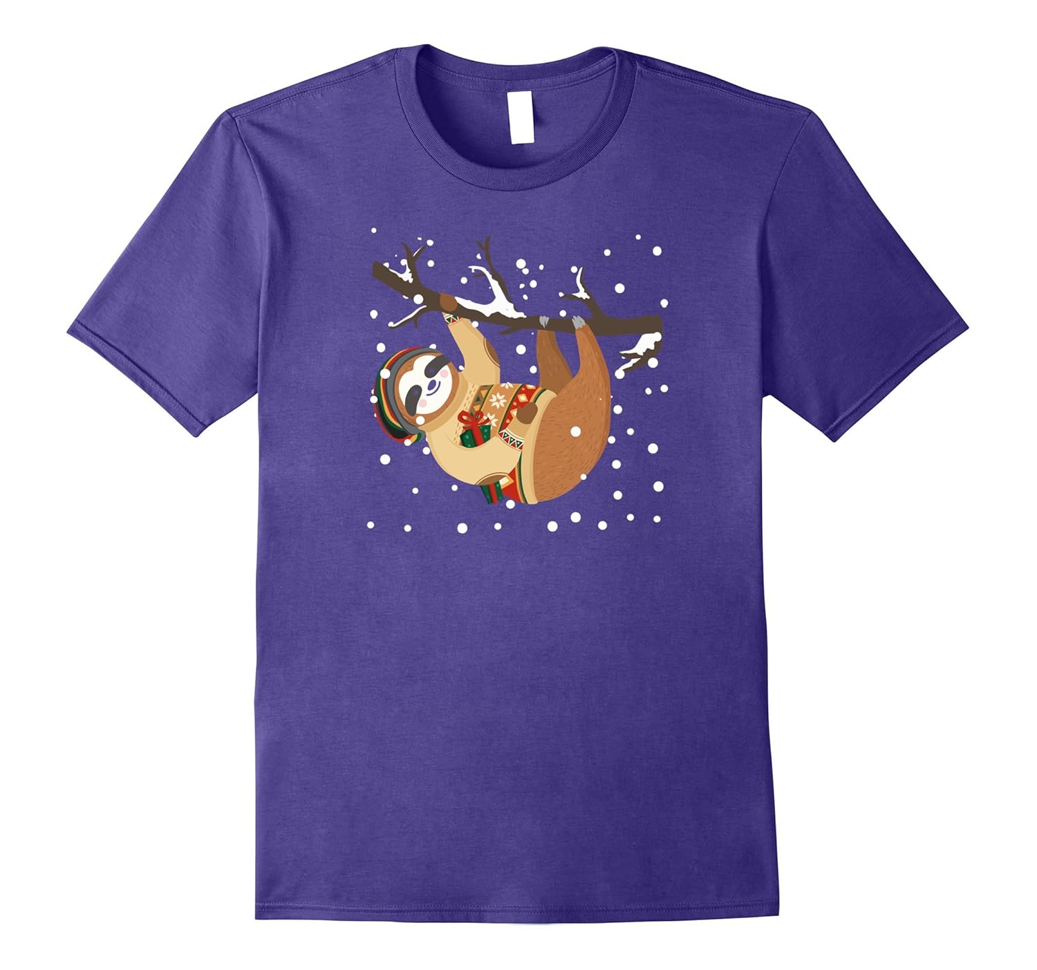 Christmas Festive Cute Sloth T-Shirt-Rose