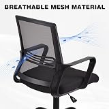 T-THREE Adjustable Ergonomic Office Chair Black Mesh Back 360° Swivel Lumbar view 6