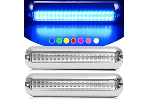 HUSUKU SOOP3 PRO 6.7" 2000LM 60LED Waterproof 316 Stainless Steel Trim Ring Boat High-Intensity LED Underwater Light Clear Le