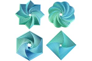 MYDHALL 4 Pcs Fractal Fidget Hexagon,3D Printed Stress Relief Sensory Toys for ADHD,Autism,Kids&Adults,Whirling Spiral Design,Colorful Fidget Toy,Perfect for Holiday,Christmas,Birthday Gifts (Blue Green)