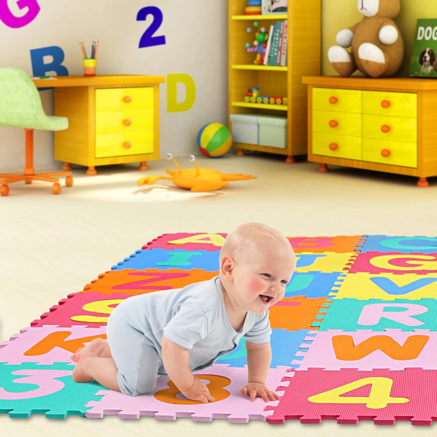 Tappetini Puzzle EVA 20 Pezzi - 30x30x1cm Per Area Giochi Bambini, Multicolore - Foto 11