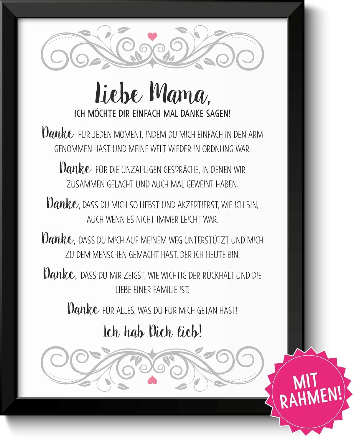 Danke Mama Bild Im Schwarzem Holz Rahmen Geschenk Geschenkidee Danke Sagen Dankeschön Mama Mutter