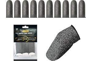 NUOZME 2025 Upgrade: Longer Size Silver Fiber Professional Finger Sleeves for Mobile Gaming–No More Slipping, Maximum Touch Sensitivity, Anti-Sweat, Fits All Touchscreen Devices, 10 Pack (M)
