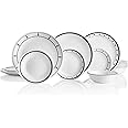 Corelle Vitrelle 18-Piece Service for 6 Dinnerware Set, Triple Layer Glass and Chip Resistant, Lightweight Round Plates and Bowls Set, Ocean Blue