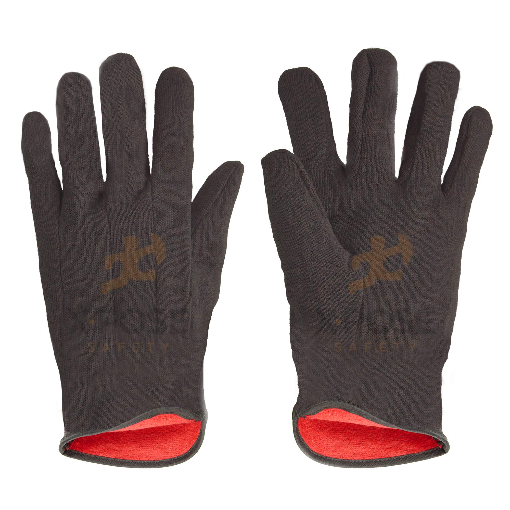 Photo 1 of Xpose Safety Protective Work Gloves - 12 Pack For Industrial Labor, Home and Gardening 100% 14oz Cotton, Red Fleece Lining - Men's Large - Brown