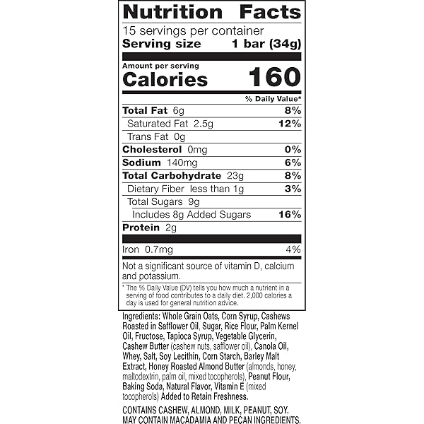 NATURE VALLEY SWEET AND SALTY NUT GRANOLA BARS, CASHEW, 15 BARS, 18 OZ