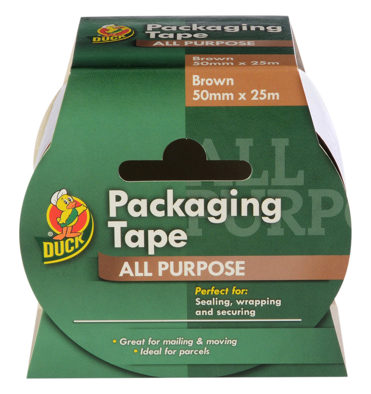Duck Brown Packing Tape | Parcel Tape 1 Roll 50mm x 25m, Packaging Tape Strong Sticky Seal for Moving House, Packing Parcels, Cardboard Boxes & Carton Packaging Tape