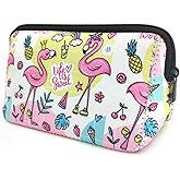 AJLTPA Cosmetic Bag Waterproof Neoprene Zipper Pouch Travel Portable Toiletry Makeup Bags Organizer Case for Women and Girls
