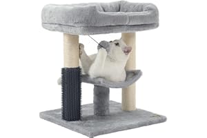 Hoopet cat Tree Tower,cat Scratching Post for Indoor Cats,Featuring with Super Cozy Perch,Cat Self Groomer and Interactive Dangling Ball Great for Kittens and Cats