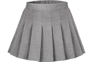Auranso Girls Pleated Skirt Kids Tennis Elastic Waist Uniform Plaid Skirt 4-14 Y