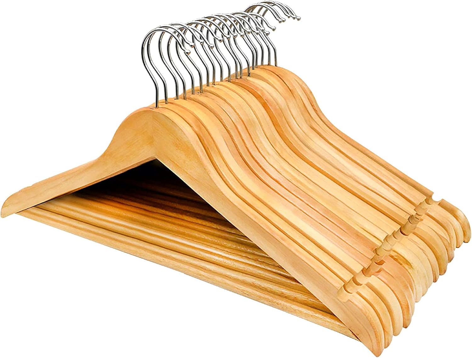 Straame Home Strong Brown Wooden Coat Hangers Made with Natural Wood