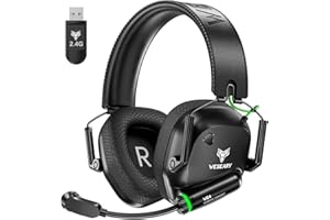 WESEARY Wireless Gaming Headset 2.4GHz & Bluetooth 5.4 Gaming Headphones with ENC Mic, Ultra-Low Latency, Stereo Sound, Soft Earmuffs, Wireless Headsets for PS5, PS4, Switch, PC, Mac