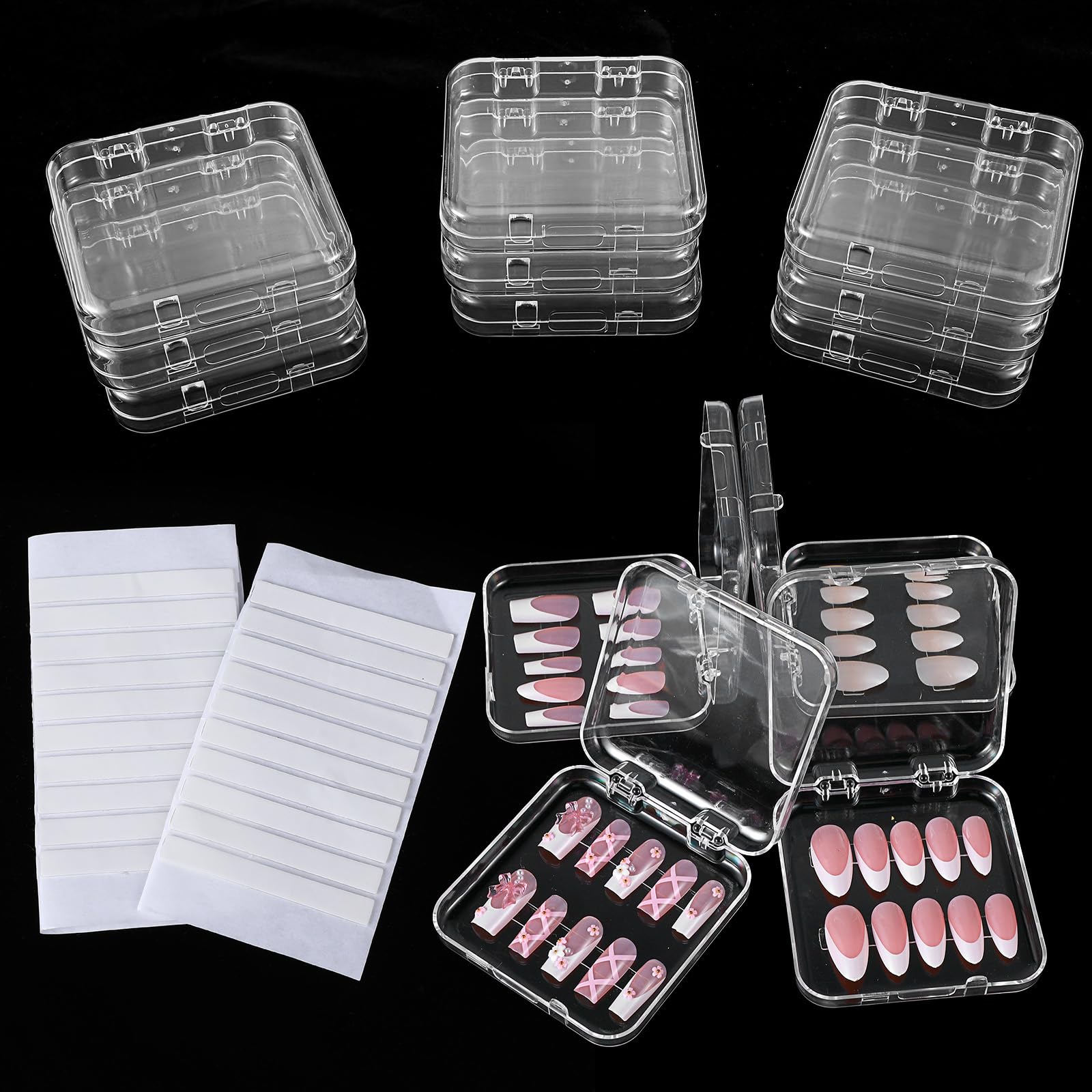 Photo 1 of 9Pack Press On Nail Storage Box with 30 Pcs Adhesive Double Sided Tape,False Nails Organizer Case Acrylic Nail Display Box for Nail Salon
